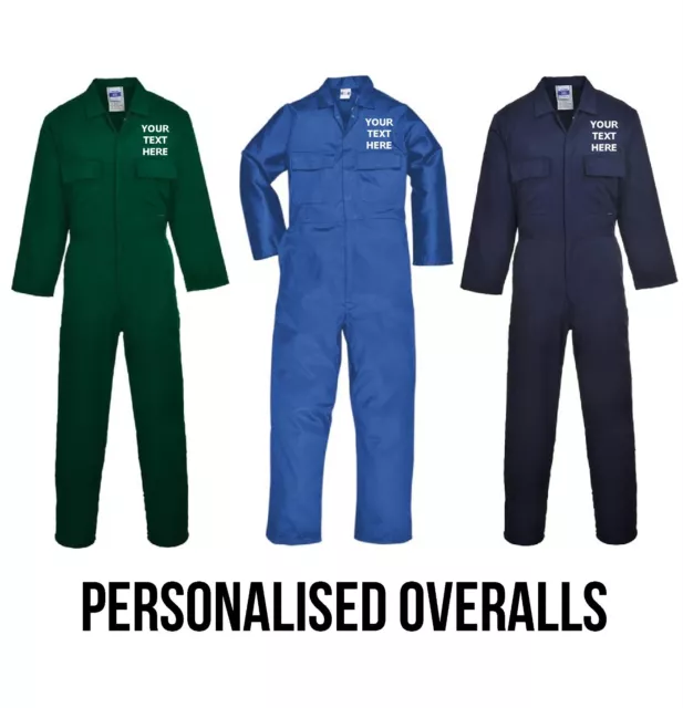 Personalised Embroidered Overalls Custom Printed Coveralls Workwear Boiler Suit