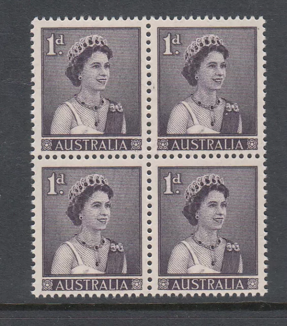 195 1d Purple QE11 Block of 4 MNH.