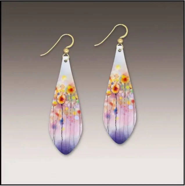 DC Designs GARDEN FLOWERS Earrings 26NLE Wearable Art 14K Gold Filled