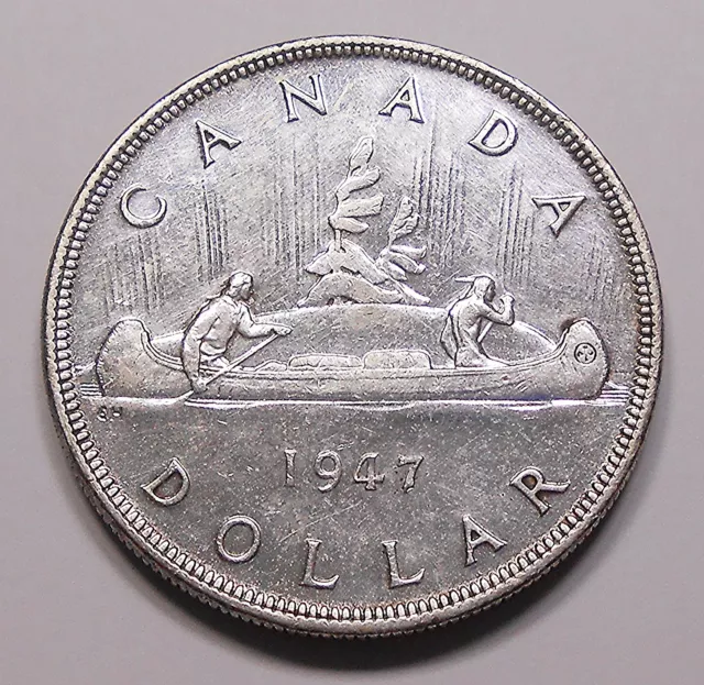 1947 BLUNT 7 Silver Dollar AU * Beauty RARE Date King George VI KEY Canada $1.00
