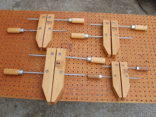 LOT of 4 HEMPE WOODWORKING ADJUSTABLE CLAMPS ONE 8", TWO 10", ONE 12" + ISSUE