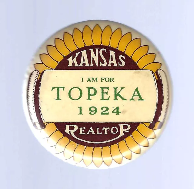 1924 Topeka, Ks Realtor Convention - Kansas Sunflower Image Advertising Button