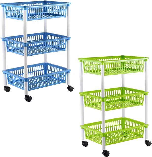 Saterkali Cestino rotante circolare, scaffale per verdure a 3/4/5 ripiani, con ruote a 360 gradi, cesto di frutta da pavimento con coperchio superiore, per cucina, bianco a cinque strati