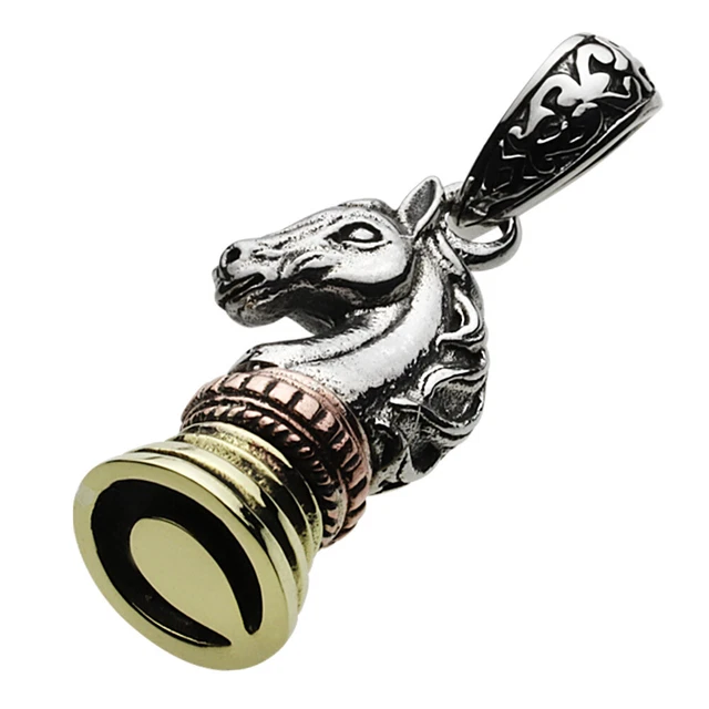 Pendant Top Silver 925 Mens Chess Pieces Knight Game Accessories Fp0537