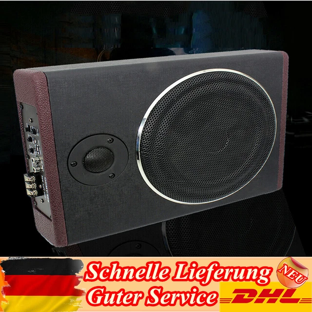 12V Acciaio Inox Ultrasottile Auto Sottosedile Attivo Subwoofer Altoparlante 600 W