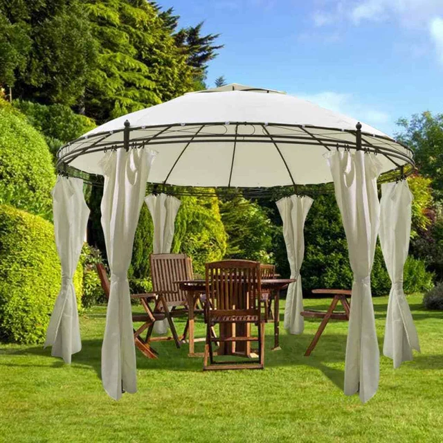 Pavillon 3,5x2,7 m Partyzelt Gartenzelt Gartenpavillon Creme/Anthrazit vidaXL