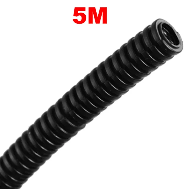 5 M 7 x 10 mm Plastic Flexible Corrugated Conduit Tube for Garden,Office Black