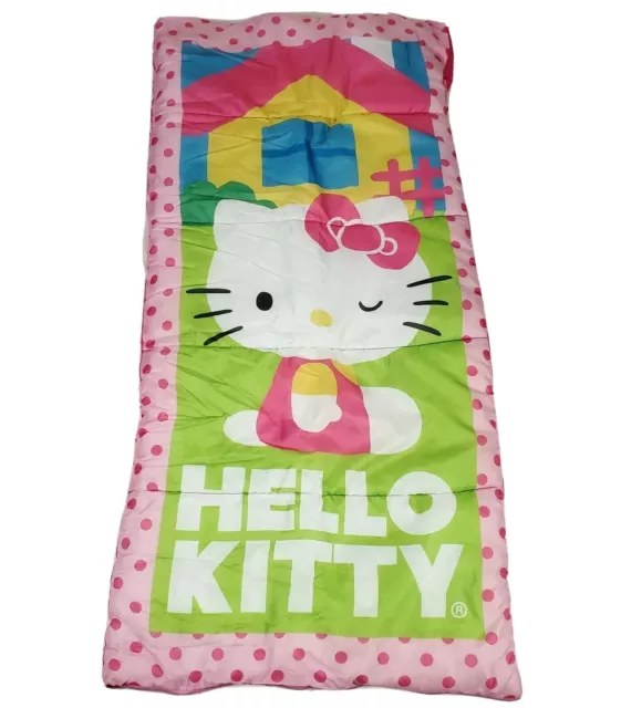 Saco de dormir rosa Sanrio Winking Hello Kitty para niños/niños pequeños 58"" × 28"" con cremallera
