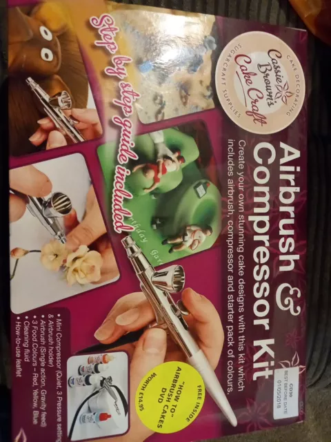 Cassie Browns Cake Airbrush & Compressor Kit Inc Airbrush Cakes DVD Used Once