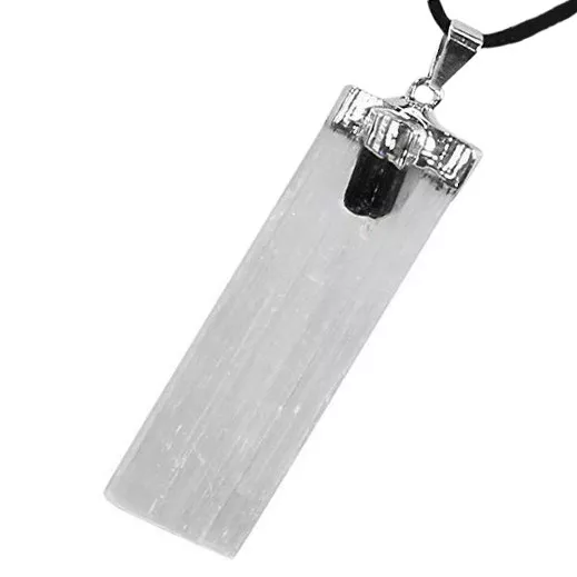 Black Tourmaline SELENITE Crystal Chakra Pendant & 925 Sterling Silver Necklace