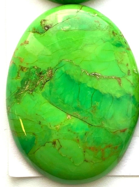 2 Large Vintage & Genuine Green Mohave Turquoise Cabochons - 40x30x9mm Cab - Big