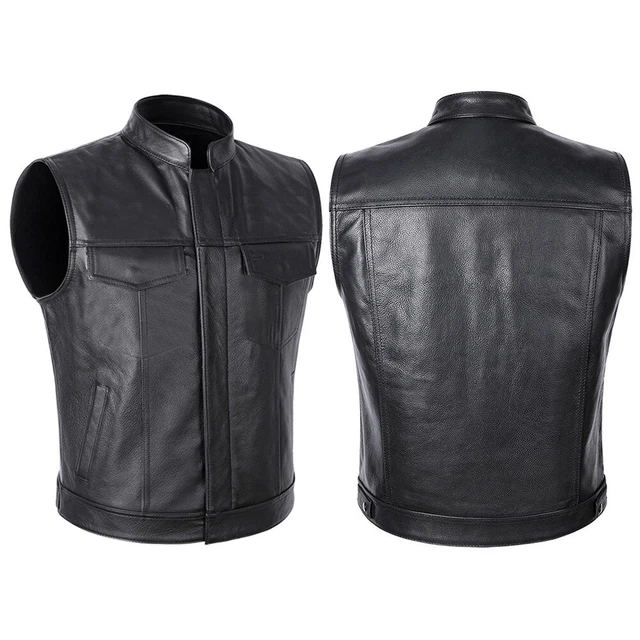 Klassische schwarze Kunstlederweste für Club Motorrad Biker Cut Off Style