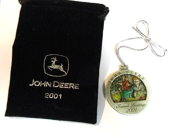 New 2001 John Deere Limited Edition Pewter Xmas Ornament #6 JD A toy tractor