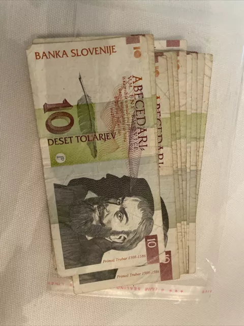 Geld Schein sammeln Sammlung Slowenien Slovenije 10 deset Tolarjew 1992