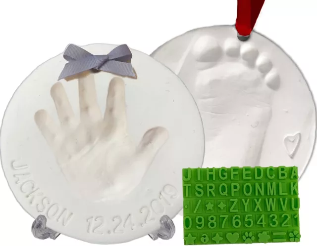 Baby Handprint Footprint Keepsake Ornament Kit (Makes 2) - Bonus Stencil for ...