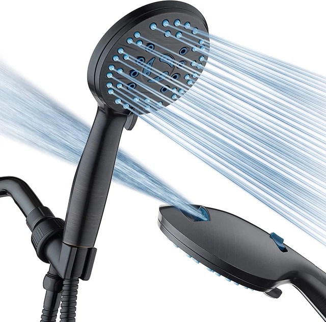 Bathroom High Pressure 8-mode Handheld Shower Head 6 Feet Stainless Steel Hose
