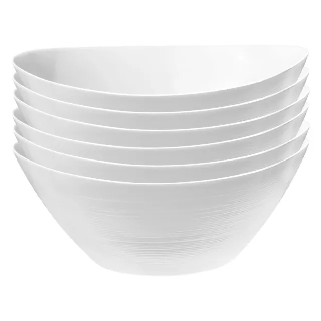 6x Bormioli Rocco White 25cm Glass Prometeo Oval Salad Bowls Serving Bowl Set