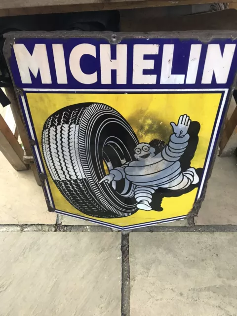 Michelin Tyres Bibendum  Original Vintage Enamel Sign 62