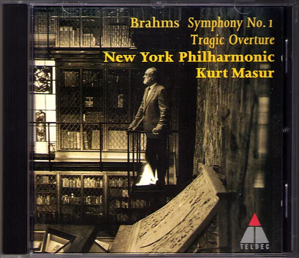 Kurt MASUR: BRAHMS Symphony No.1 Tragic Overture TELDEC CD Sinfonie New York Phi