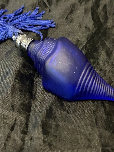 VINTAGE COBALT BLUE Glass Shell Parfume Empty Bottle Small £8.00 ...
