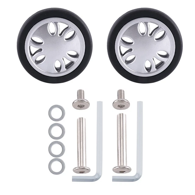 Kit Riparazione Ruote Valigia 60mm - 2 Ruote In PU Con Cuscinetti Acciaio Carbonio, Assi E Viti Incluse