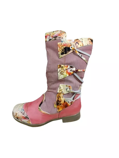 TMA 5516 Femmes Hiver Bottes Fourrées Cuir Véritable Bottes Rouge Gr. 37 Neuf