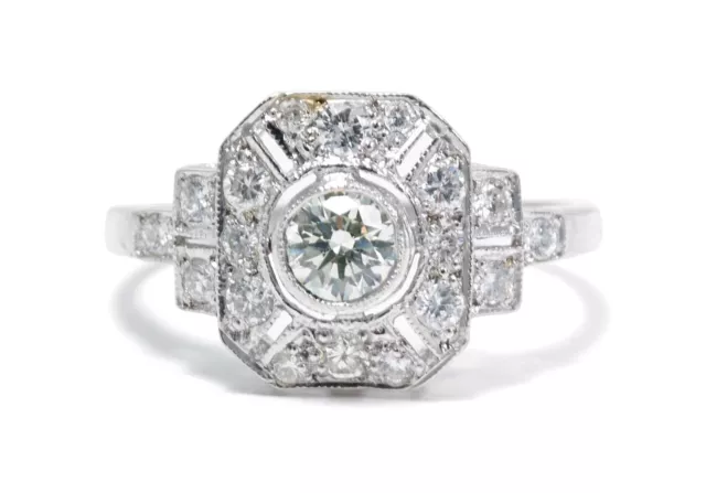 Art Deco Diamond Cluster Ring 0.75ct Platinum 2