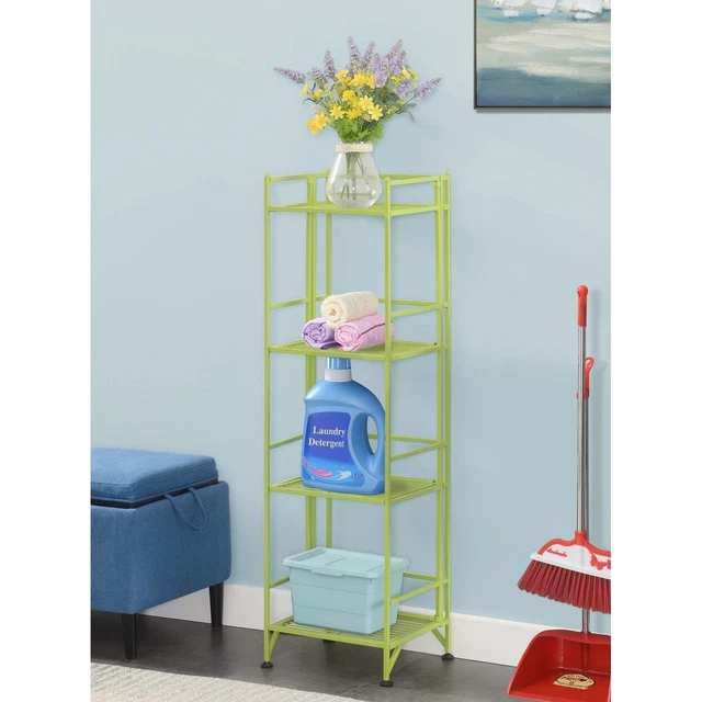 Convenience Concepts Xtra Storage 4 Tier Folding Metal Shelf, Lime