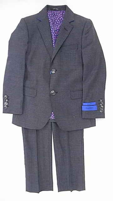 Boys T.O. Sapphire Gray & Blue Plaid 2PC. Suit Slim/Reg&Husky Sizes 6 - 16Husky