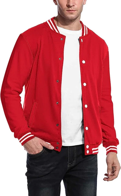 COOFANDY Mens Fashion Varsity Jacket Causal Slim Fit Cotton Letterman Baseball B