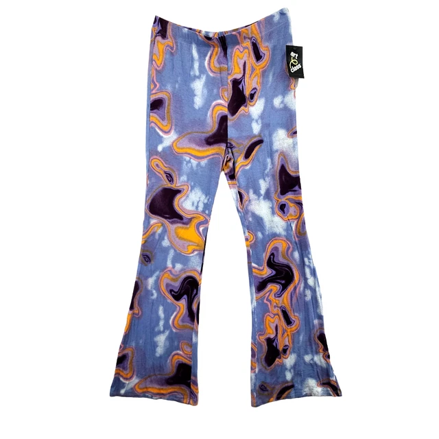 Girls Rib Knit Flare Pants Bellbottoms Pants Retro Groovy 60s 70s Size XL 14/16