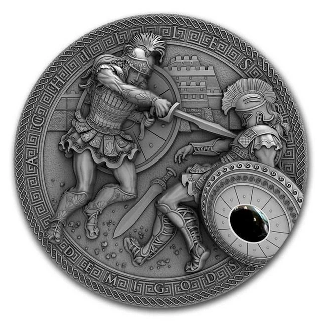 2017 Niue 2 oz Antique Silver Demigods Achilles Ultra High Relief