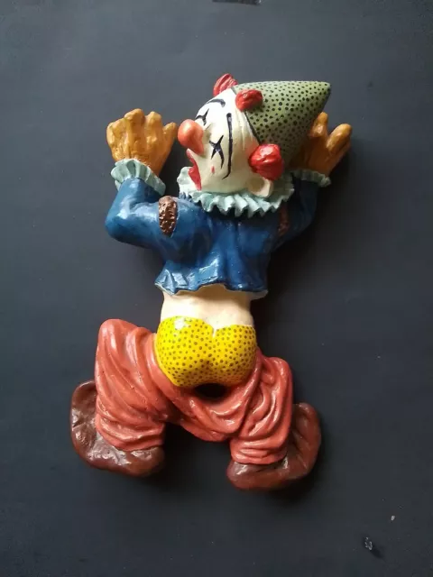 VTG CLOWN PLASTER WALL HANGING, 15x10x3, 3D,  COLORFUL.... FUN .....1950-60S?