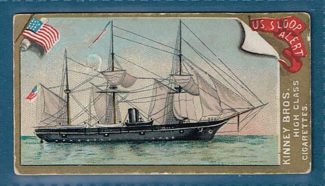 N226 Kinney tobacco cigarette card Naval Vessels USS Sloop Alert VG+ 1889
