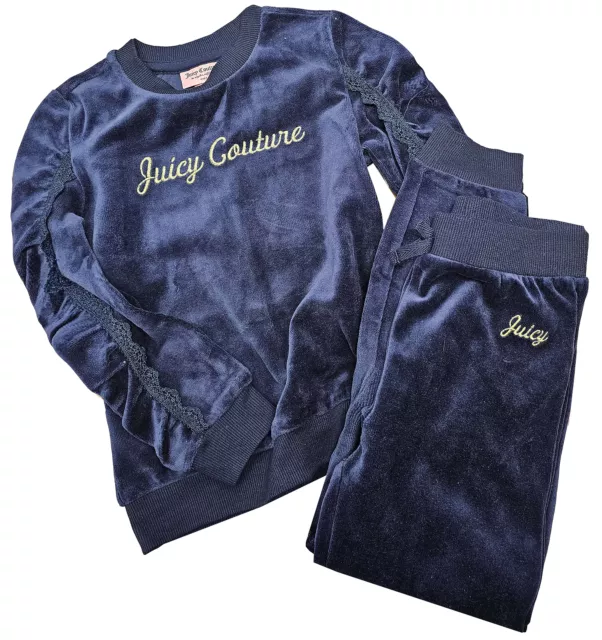 Set due pezzi maniche lunghe velluto blu Juicy Couture per bambine taglia 6 blu