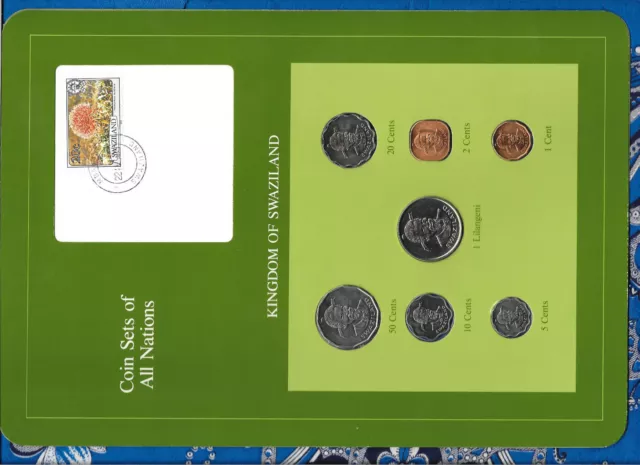 Coin Sets of All Nations Swaziland wcard 1975-1982 UNC 50 cents 1 Lilangeni 1981