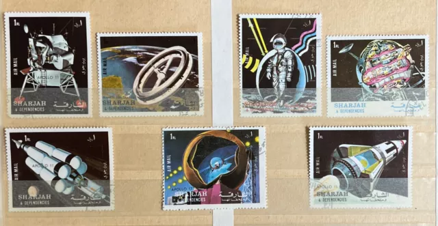 Briefmarken aus Nachlass Sharjah 1972 Weltraum- Planetenforschung 7er set