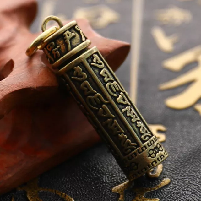 Brass Cylinder Pendant Keychain Hanging Jewelry Pill Box Medicine Contai-wf 3