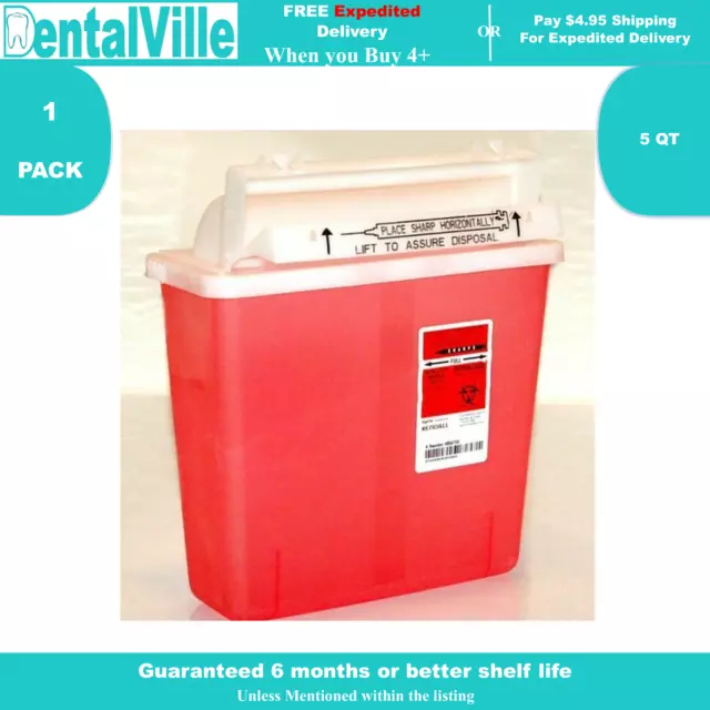 COVIDIEN KENDALL SharpSafety Phlebotomy Sharps Container 5Qt Red Waste-US SELLER