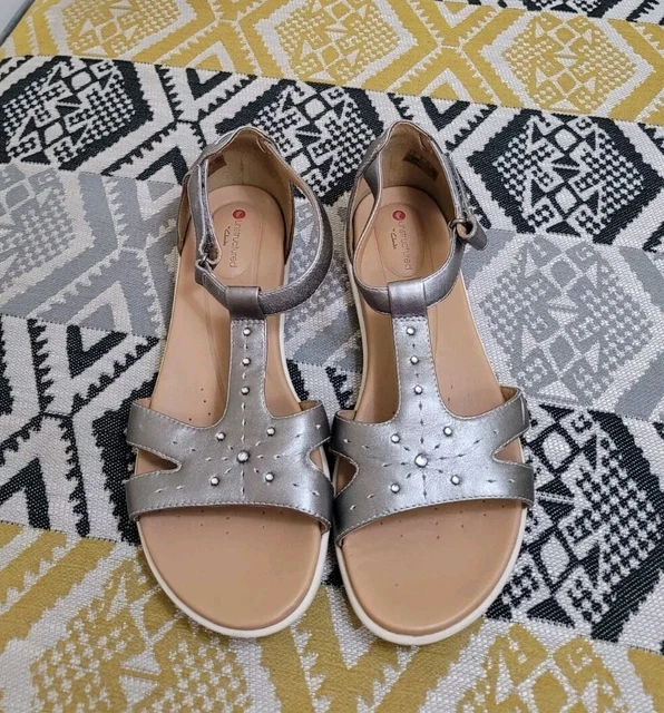 PEWTER CLARKS UNSTRUCTURED Un Reisel Mara Ankle Strap Sandals size 6.5 EU 40 34.99 PicClick UK