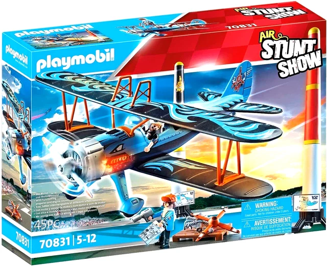 Playmobil Air Stunt Show 70831 Phoenix Doppeldecker mit Motor Soundeffekten NEU