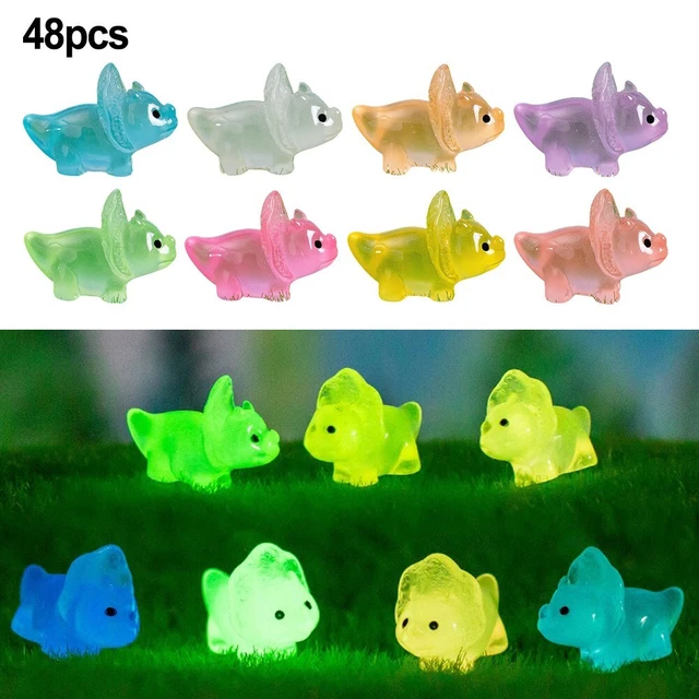 70 PCS Mini Figurines Dinosaures Colorées Et Lumineuses - Petits Ornements Résine Pour Décoration Jardin, Paysage Et Maison