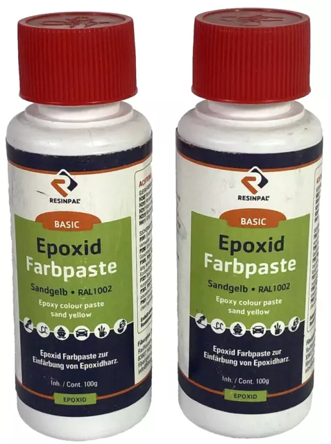 2x 100g FARBPASTE Sandgelb RAL 1002 für Epoxidharz Polyesterharz Gelcoat Topcoat