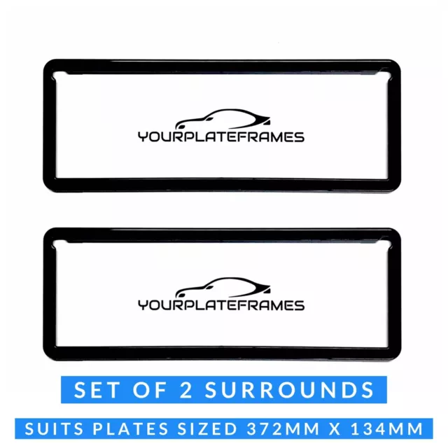 WA Standard Number Plate Surrounds Frames Black Set Front & Rear 372mm X 134mm