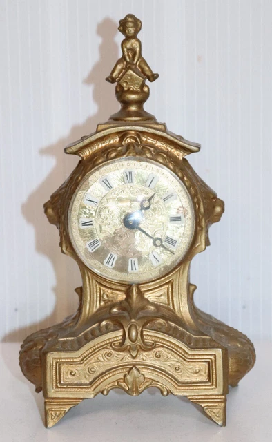 Alte Tischuhr Kaminuhr mit Spritzgussgehäuse funktionstüchtig, Höhe 23cm /"296
