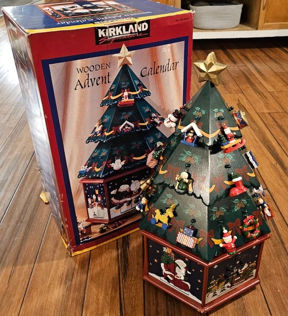 KIRKLAND SIGNATURE WOODEN Advent Calendar Christmas Tree 24 Ornaments