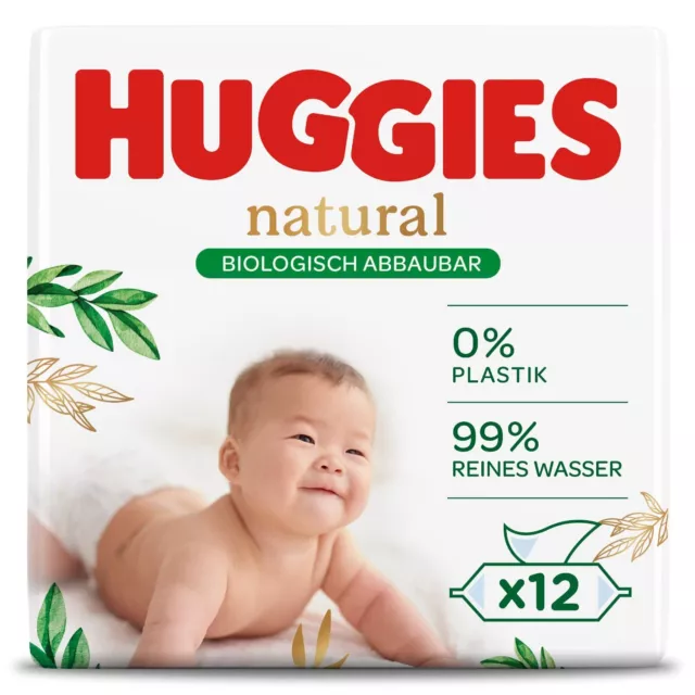 Huggies Natural Pure Water Feuchttücher Tücher Baby Wipes 12  x 48 St. 2