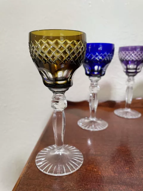 Small Bohemian Czech Cut Clear Crystal  Cordial Glasses Set Of 6 Pcs. 3