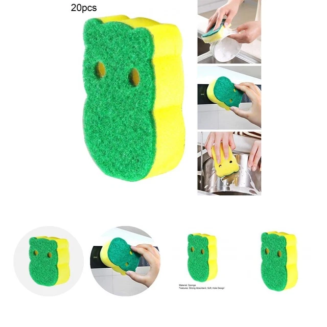 20Pcs/Set Plate Sponge Breathable Good Grip Cute Cartoon Plate Sponge Thick