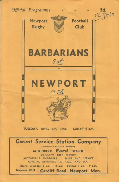 1958   NEWPORT v BARBARIANS